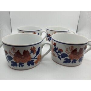 Vintage Fitz & Floyd MANDARIN GARDEN Cups Set 4 1975 Coffee Tea Cup Japan